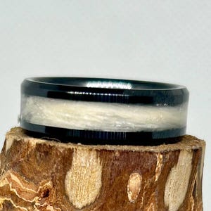 Custom Memorial Hair or Fur Ring, Keepsake Inlay Jewelry, Pet or Human Remembrance Band, Sympathy Gift, Handmade Ring image 3