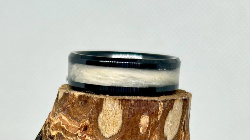 Custom Memorial Hair or Fur Ring, Keepsake Inlay Jewelry, Pet or Human Remembrance Band, Sympathy Gift, Handmade Ring image 3