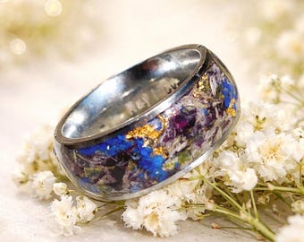 葬儀用フラワーリング、ドライフラワーの花びらの記念品、プリザーブドブーケジュエリー