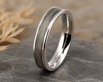 Sterling Silver Hair Ring, Memorial Hair Ring, Human Hair Keepsake Ring, Pet Fur Ring, Custom Memorial Jewelry, Hair Inlay Band