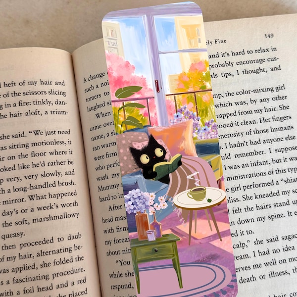 Cottagecore Bookmark Black Cat Gifts Book Lover Gift Floral Bookmark for Women Cat Lover Gift Ideas Cute Cat Gifts Aesthetic Bookmark