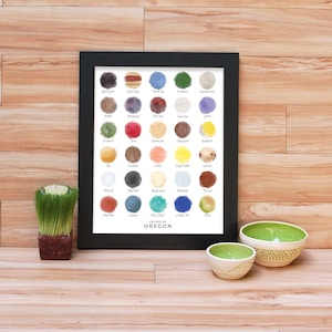 Colors of Oregon Watercolor | Portland print, Portland wall art | Oregon print, Oregon poster, Oregon wall art