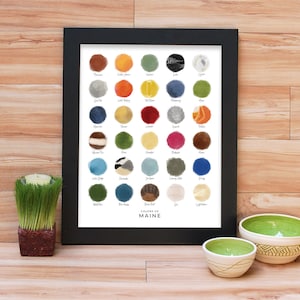 Colors of Maine Watercolor | Bangor Maine print, Maine wall art | Portland Maine print, Maine poster, Maine wall art
