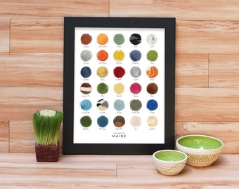 Colors of Maine Watercolor | Bangor Maine print, Maine wall art | Portland Maine print, Maine poster, Maine wall art