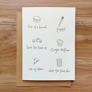 Faux mots de malédiction Cartes typographiques - Carte de vœux minimale - Carte de vœux vierge
