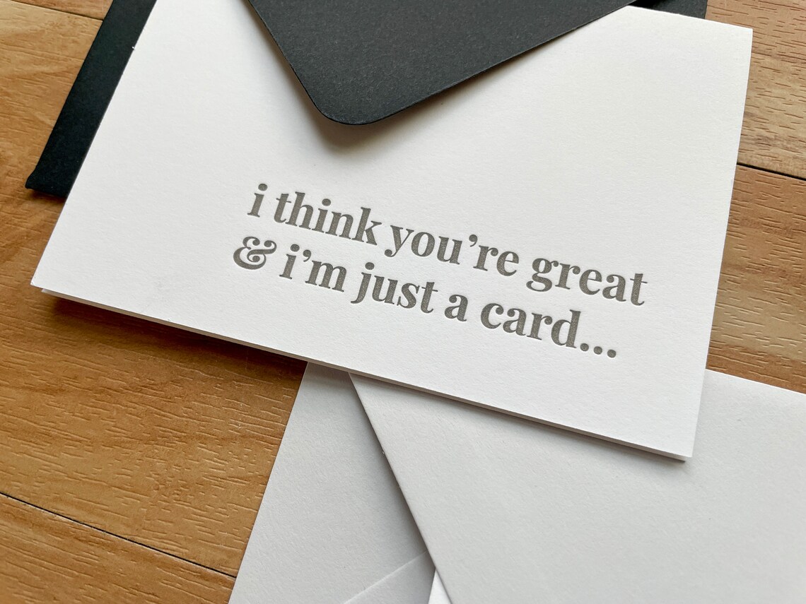 Blank Funny Letterpress Greeting Card i Think Etsy