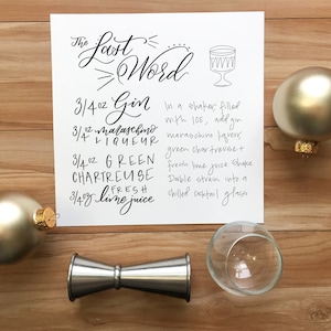 The Last Word - Calligraphy Cocktail Recipe Print