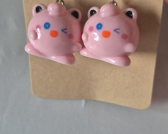 Jigglypuff Earrings with 925 Hooks