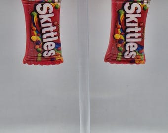 Pendientes de caramelos Skittles, joyería novedosa y divertida