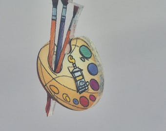 Paint palette and paint brush earrings
