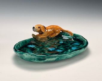 Custom dish of YOUR favorite dog, cat or critter handmade n Us from a lump of clay