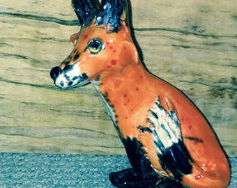 Sweet Fox miniature Sculpture handmade  in U.S. Adorable!