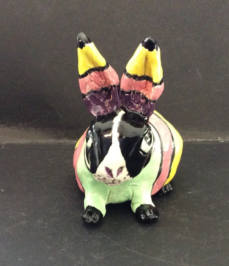 Hand Built Clay Rabbits Modern Striped Rabbit Hand Sculpted From a Lump of Clay - Etsy