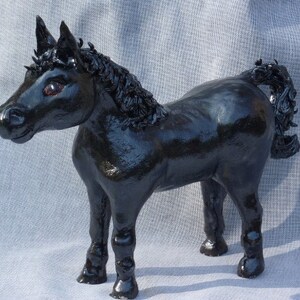 Horse made in USA from a lump of clay not a mold. Unique gun metal glaze Sold by the Artist, or get a custom made one of your horse image 4