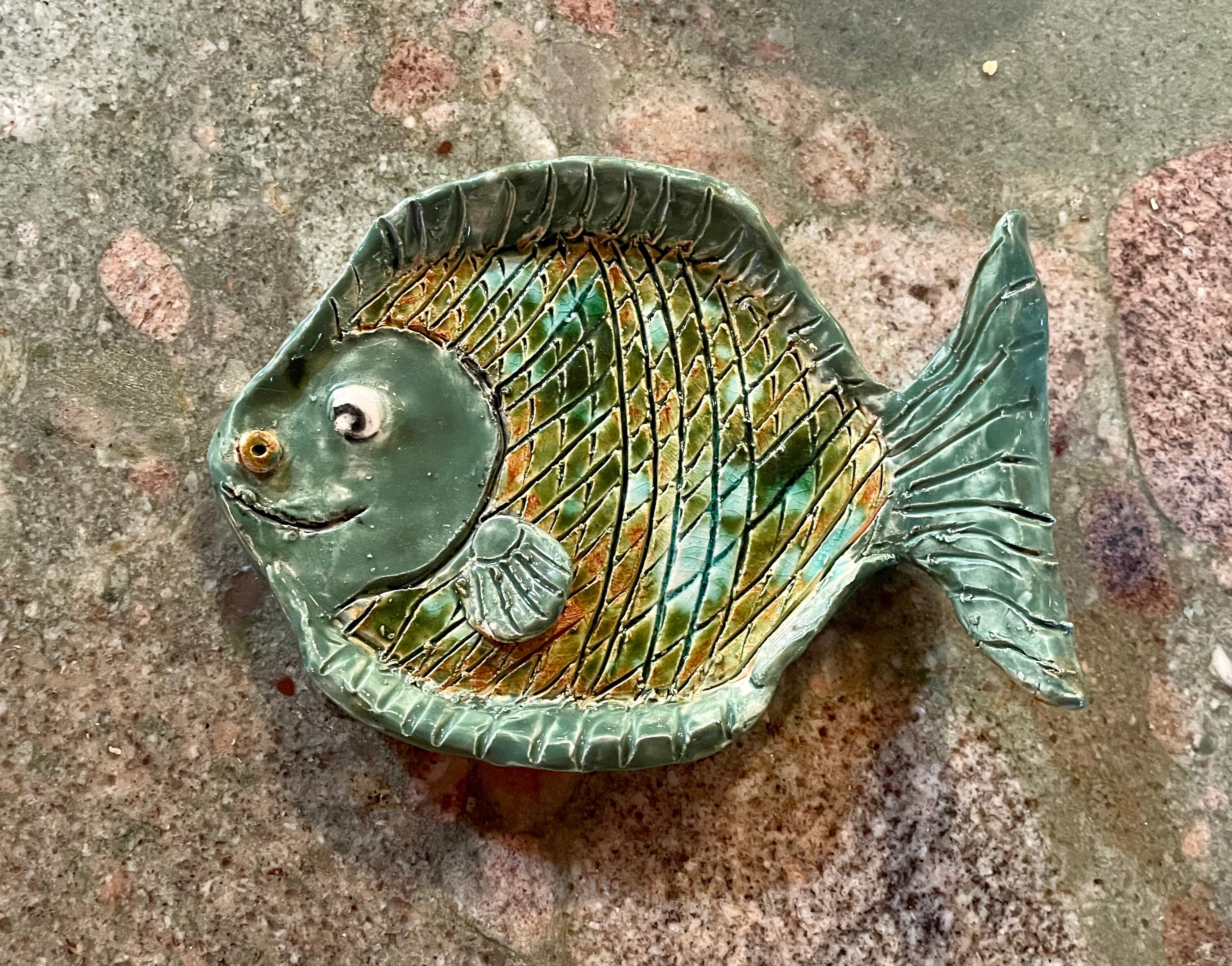Fun VIntage Pottery Fish SPOON Rest Holder - Ruby Lane