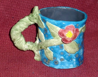 Pink Dogwood Mug handmade in U.S. sold by Artist custom orders welcome