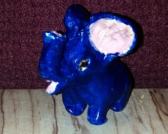 Miniature Cobalt Blue Elephant handmade in the U.SA.