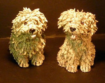 Sheep Dog hand sculpted in USA  from a lump of clay sold by outsider Artist Debbie limoli