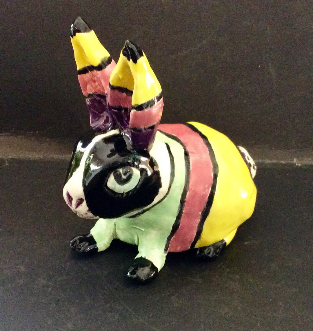 Hand Built Clay Rabbits Modern Striped Rabbit Hand Sculpted From a Lump of Clay - Etsy