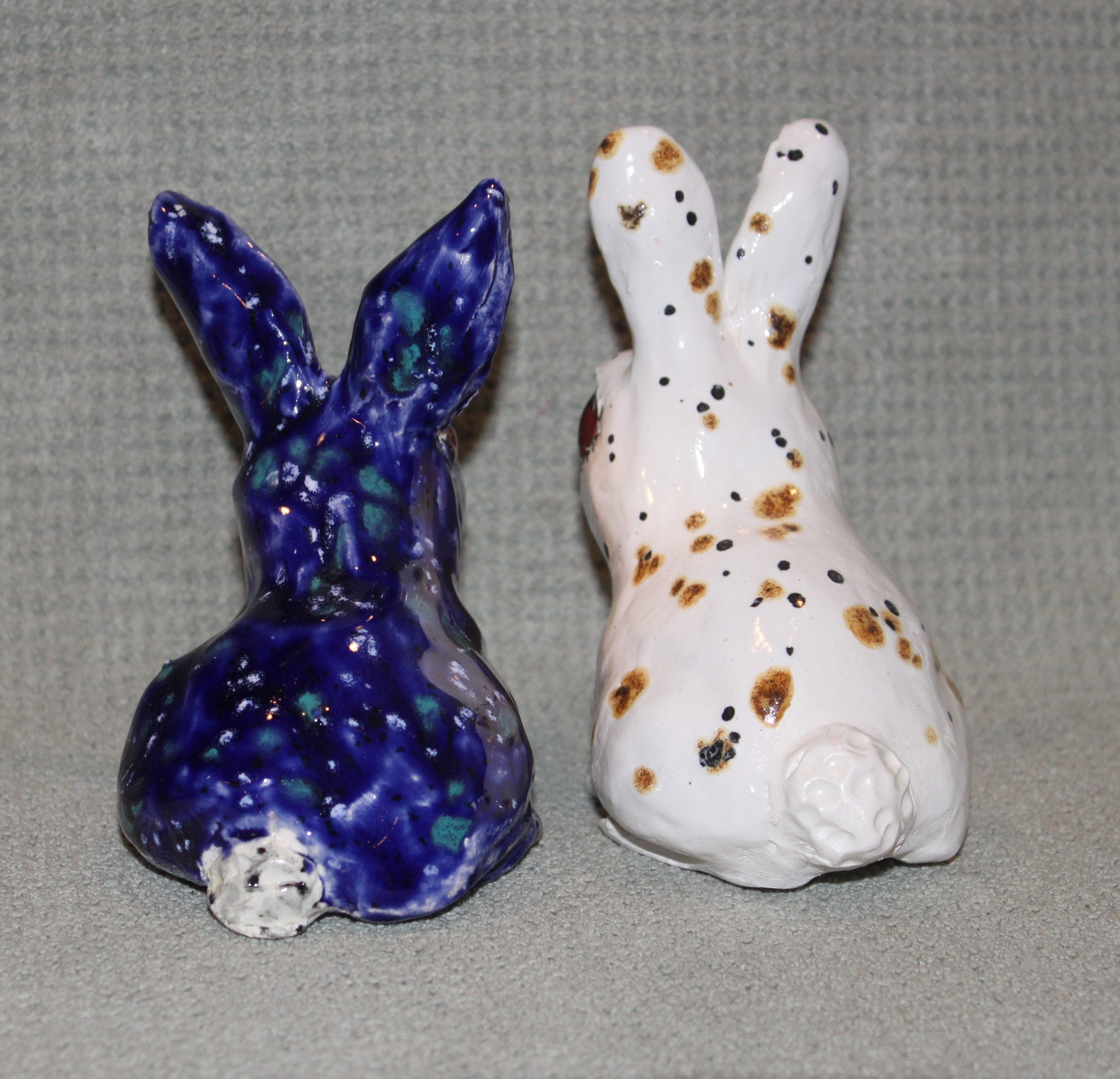 Hand Built Clay Rabbits Bunny Rabbit Sculpture Hand Made in U.S. From a Lump of Clay Pick Your ...