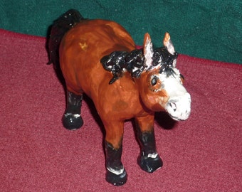 Chubby Bay Horse handmade in USA from a lump of clay one of a kind