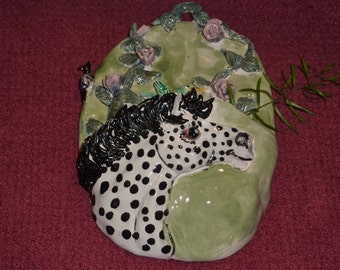 Horse Wall Pocket or vase One of a Kind, handmade in USA, not from a mold.