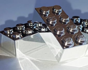 Lego bricks 2x4 - custom chrome silver - price for 1 piece