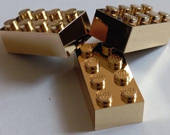 20 pieces  - Lego chrome  Bricks 2 x 4, NEWMIX , chrome gold,silver,black, custom bricks, unique building bricks. PRICE FOR 20 pieces