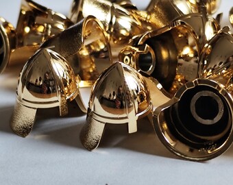 Lego Minifigure, Headgear Helmet Castle Nasal Helmet with Angled Neck Protector, custom Chrome Gold, BL3844