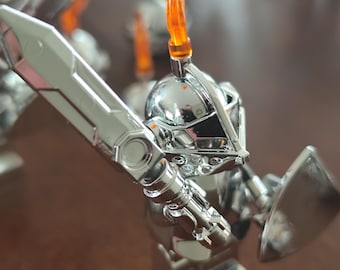Lego custom minifigure Knight with equipment in Chrome Silver - NEW