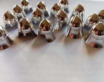 Lego Minifigure, Headgear Helmet Castle Nasal Helmet with Angled Neck Protector, custom Chrome Silver, BL3844