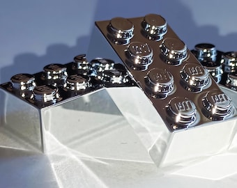 20 x Lego chrome silver Bricks 2 x 4, NEW, chrome silver, custom bricks, unique building bricks for Kids & Adults . PRICE FOR 20 pieces !!!
