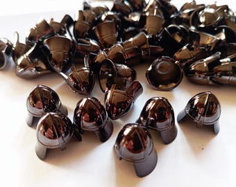 Lego Minifigure, Headgear Helmet Castle Nasal Helmet with Angled Neck Protector, custom Chrome , Black BL3844