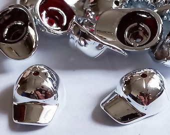 2x LEGO Minifigure, Headgear Cap ,chrome silver, custom, new