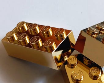Lego bricks 2x4 - custom chrome gold - price for 1 piece