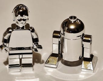 Lego minifigures Chrome silver plated - NEW custom - R2-D2 and C-3PO Star Wars