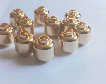 Lego minifigure head, chrome gold, NEW