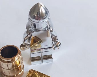 Lego custom minifigure knight plus accessories chrome silver