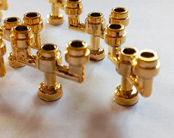 2x Lego Minifigure, Candlestick, custom Chrome Gold,
