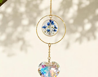 Forget Me Not Suncatcher, Baby Breath Memorial Gift, Rainbow Window Hanging, Sympathy Gift, Outdoor Decor, Car Rearview Mirror Charm