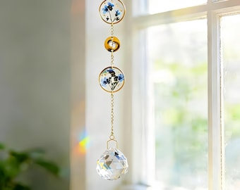 Attrape-soleil commémoratif de fausse couche, cadeau du souvenir de la perte d'un bébé, cadeau de sympathie pour le décès d'un nourrisson pour une maman en deuil, tenture de fleurs pour les myosotis