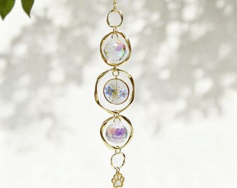 Pet Memorial Suncatcher, Forget Me Not Pressed Flower, Rainbow Maker, Sympathy Pet Remembrance Gift