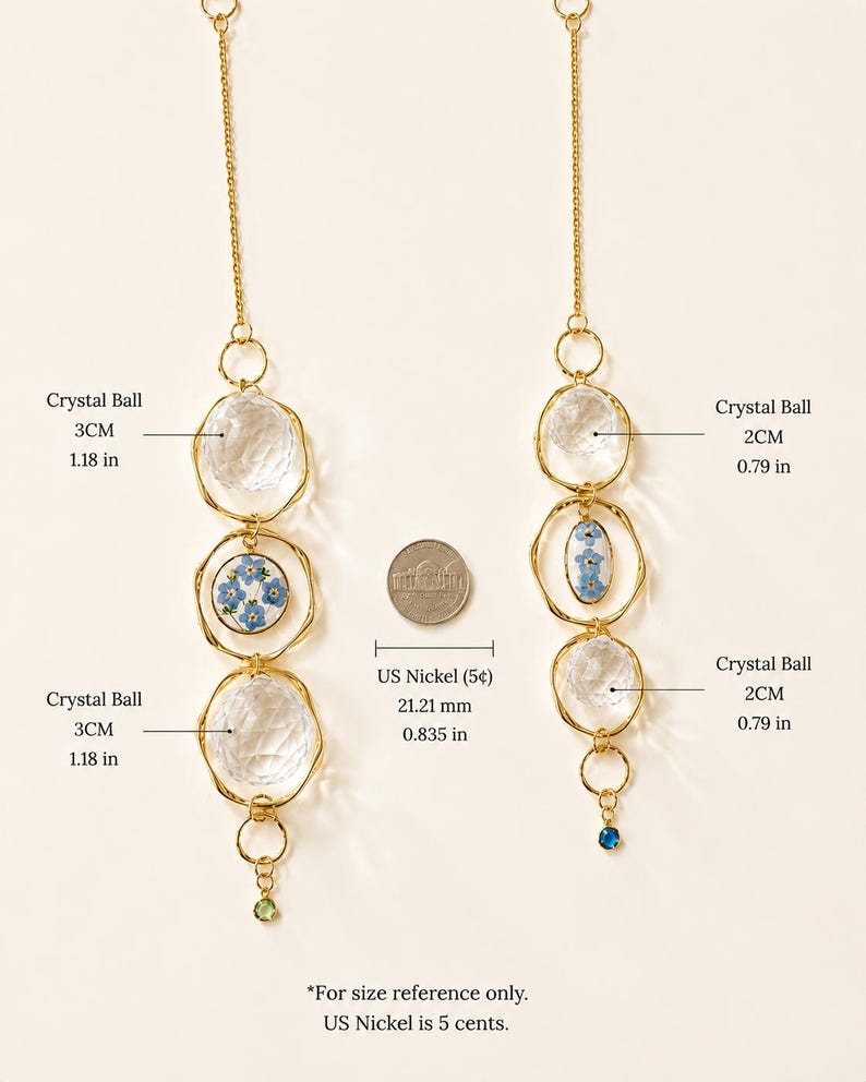 Atrapasueños personalizado con piedra natal, atrapasueños con flor nomeolvides, creador de arcoíris de cristal, adorno conmemorativo para ventana, regalo personalizado para mamá. imagen 4