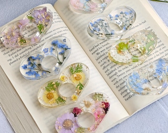 Pressed Forget-Me-Not Flower Resin Book Page Holder, Gold Foil, Birthday Gift
