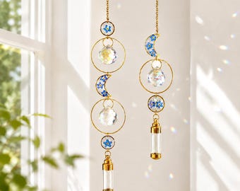 Memorial Urn Suncatcher, Human & Pet Ashes Keepsake, Crystal Rainbow Maker, Window Hanging Decor, Forget Me Not Flowers,Remembrance Gift
