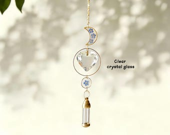 Memorial Urn Suncatcher, Forget Me Not Flower, Day&Night longing Hanging Decor Human Ashes Keepsake, Rainbow Maker, Pet Memorial Gift