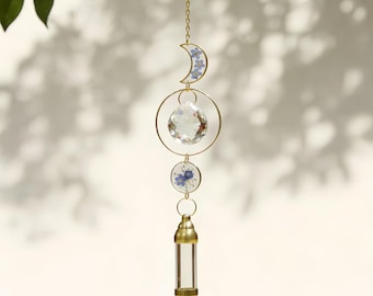 Memorial Urn Suncatcher, Forget Me Not Flower, Hanging Decor Human Ashes Keepsake, Rainbow Maker, Pet Memorial Gift