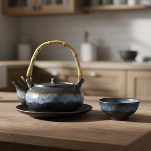 Ceramic Pot and Teapot Set, Portable Teapot with Bowl, and Plate, Seafood Pot, Kitchen Accessories