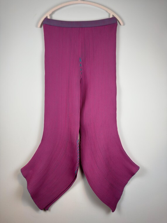 Issey Miyake Runway Pink Cropped “Fluidity Loop” Flare Pants View 4