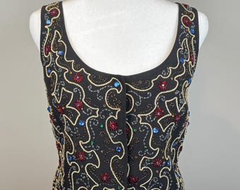 Corsé Alberta Ferretti Primavera/Verano 1993 – Top de pasarela con cuentas de estilo western – Pieza de coleccionista vintage de los 90 – Como se vio en Linda Evangelista